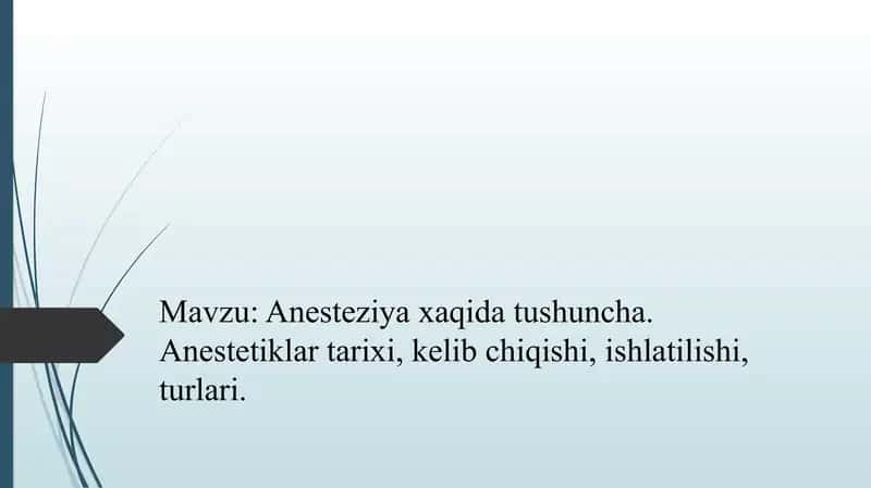Anesteziya haqida ma’lumot 1