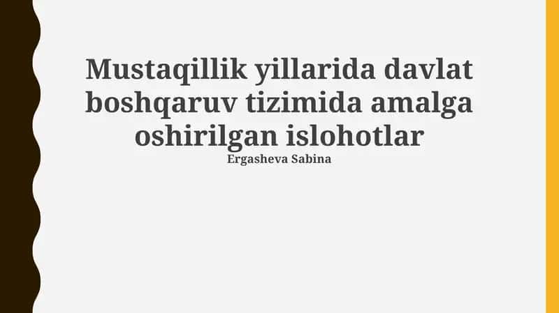 Mustaqillik yillarida davlat boshqaruv tizimida amalga oshirilgan islohotlar 1