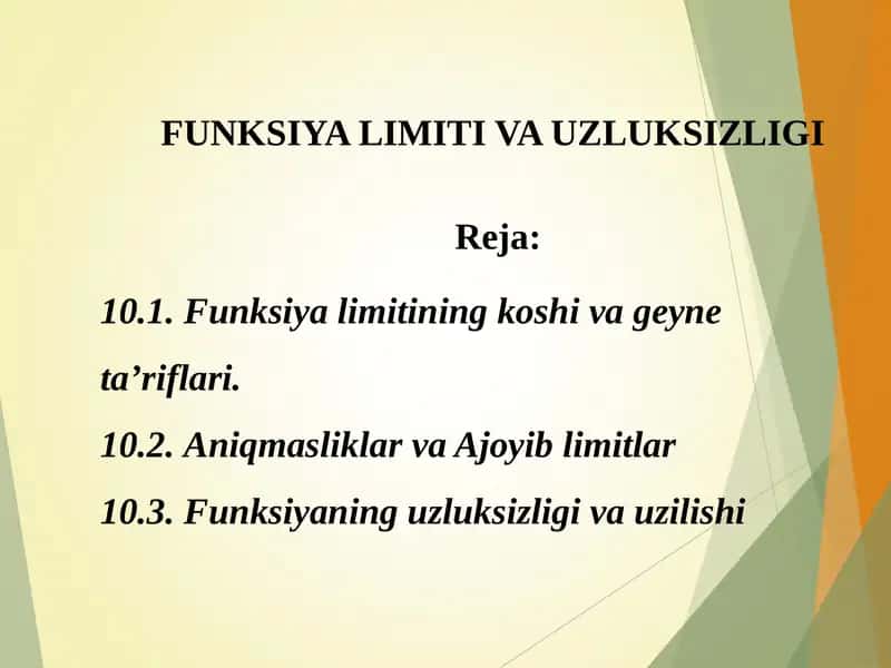 FUNKSIYA LIMITI VA UZLUKSIZLIGI 1