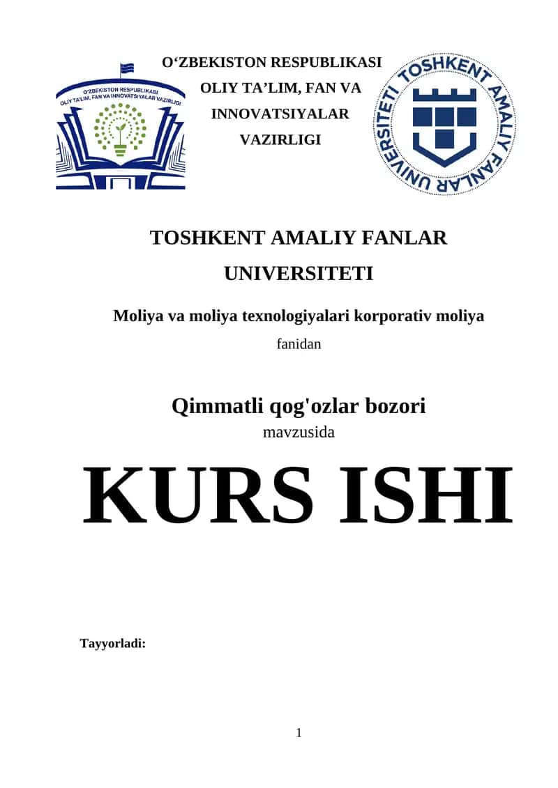 Kurs ishi_Qimmatli qog'ozlar bozori 1