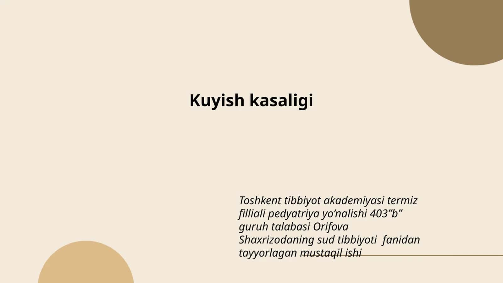 Kuyish kasaligi 1