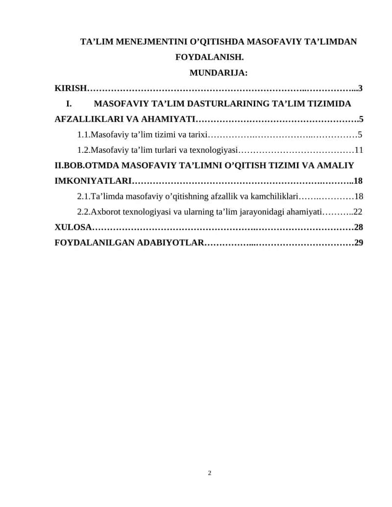 TA’LIM MENEJMENTINI O’QITISHDA MASOFAVIY TA’LIMDAN FOYDALANISH 1