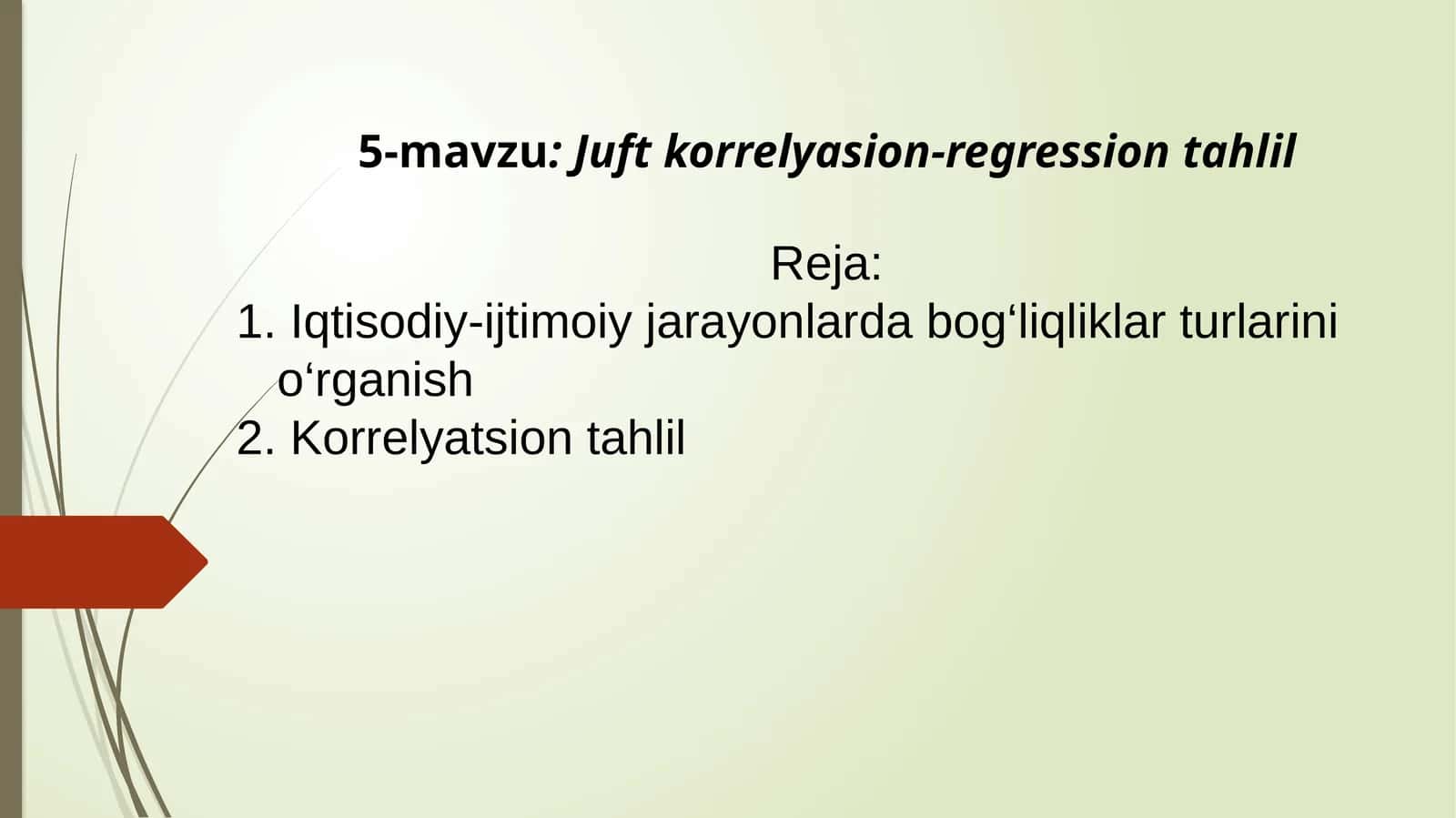 5-mavzu: Juftkorrelyasion-regression tahlil 1