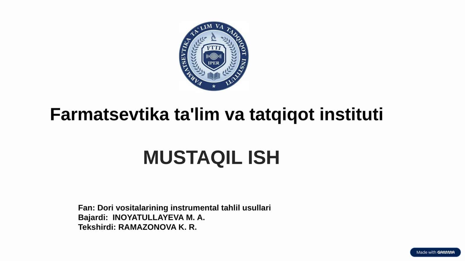 Mass-spektrofotometrik tahlil va uni dori vositalar tahlilida qoʻllanilishi 1