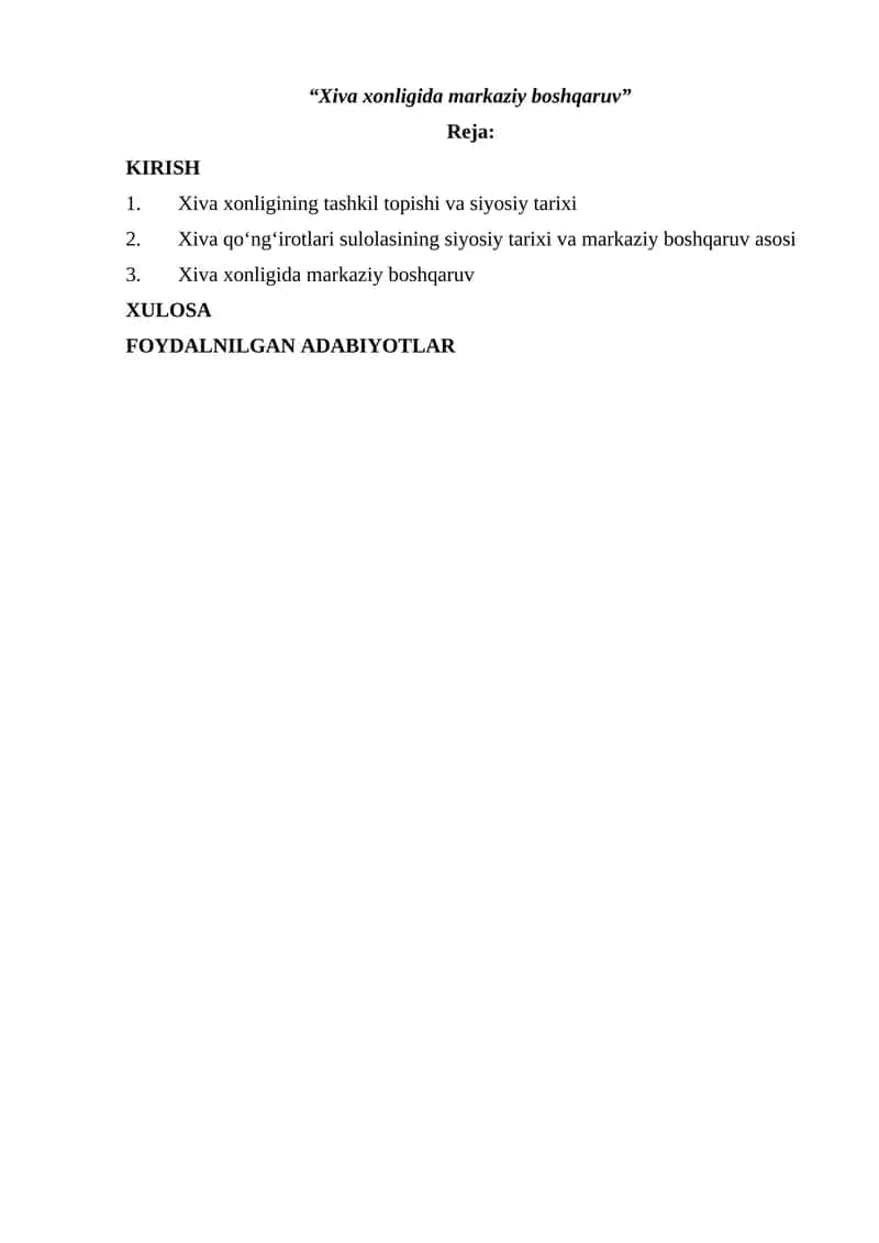 Xiva xonligida markaziy boshqaruv 1