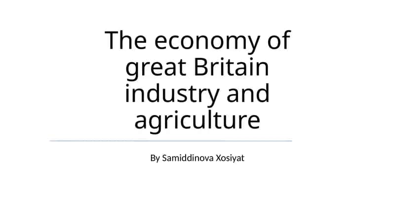 The economy of great Britain industry and agriculture 1