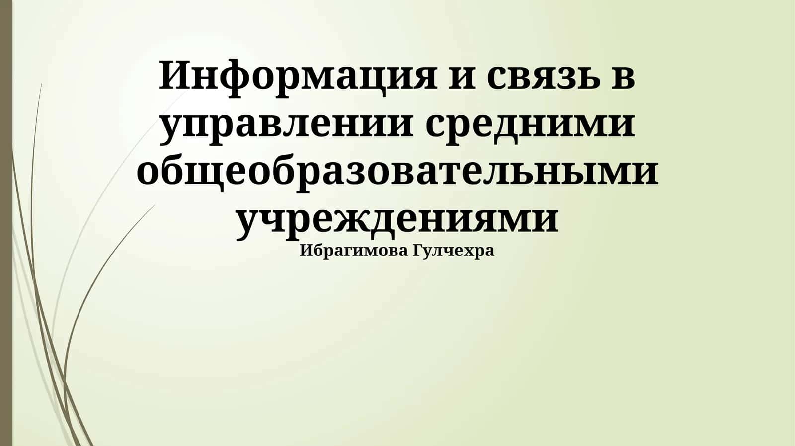 Информация и связь в управлении средними общеобразовательными учреждениями 1