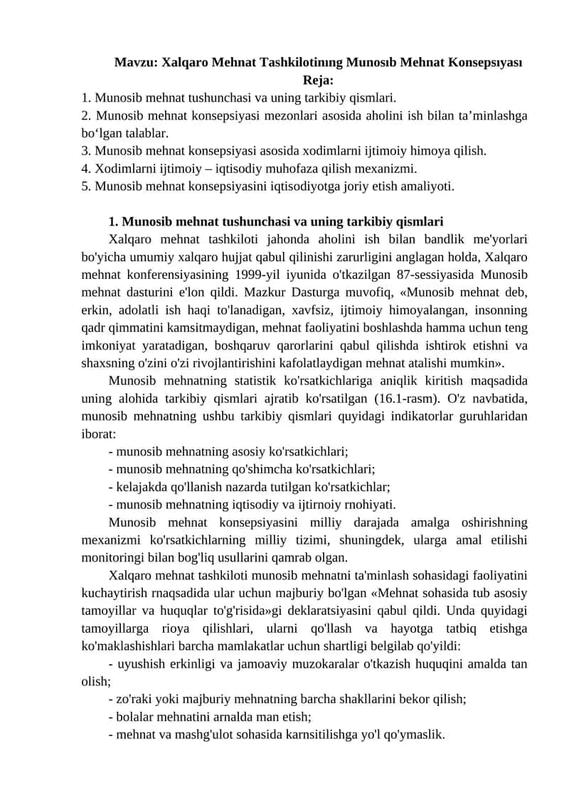 Munosib Mehnat Konsepsiyasi 1