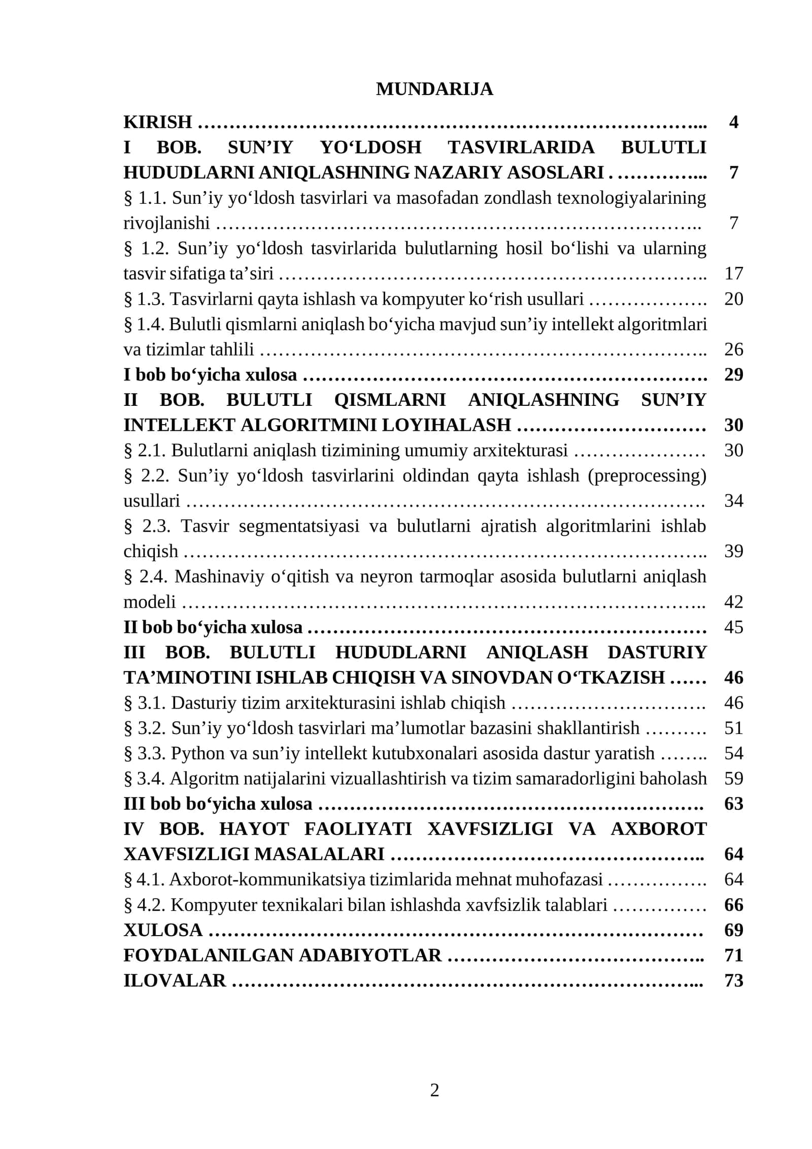 Sunʼiy yoʻldosh tasvirlaridan bulutli qismlarini aniqlashning sunʼiy intellekt algoritmini ishlab chiqish 1