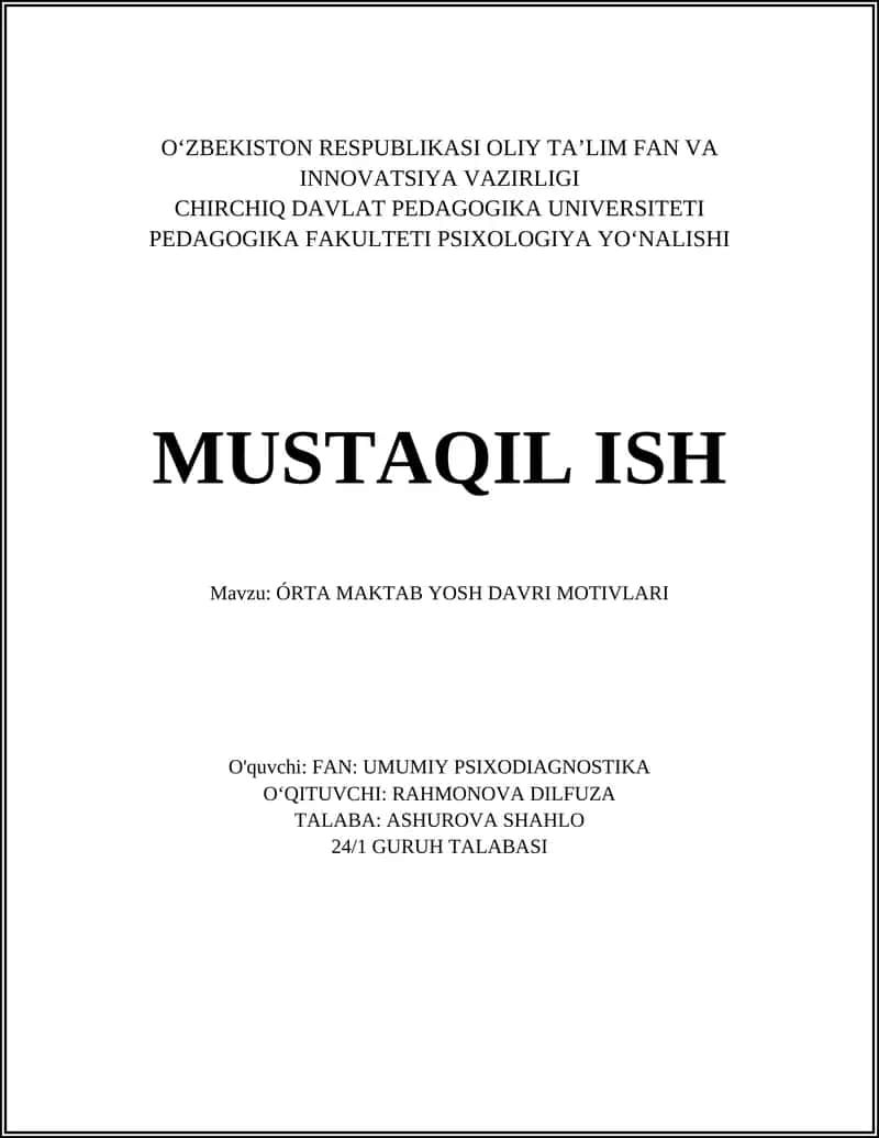 ÓRTA MAKTAB YOSH DAVRI MOTIVLARI 1