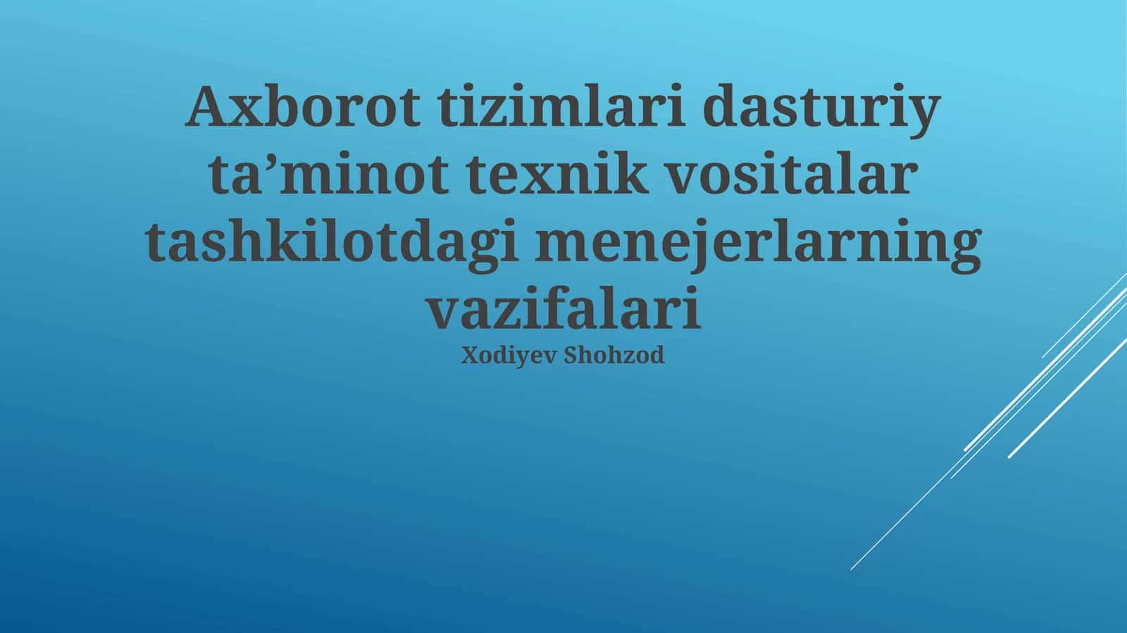 Axborot tizimlari dasturiy taʼminot texnik vositalar tashkilotdagi menejerlarning vazifalari 1