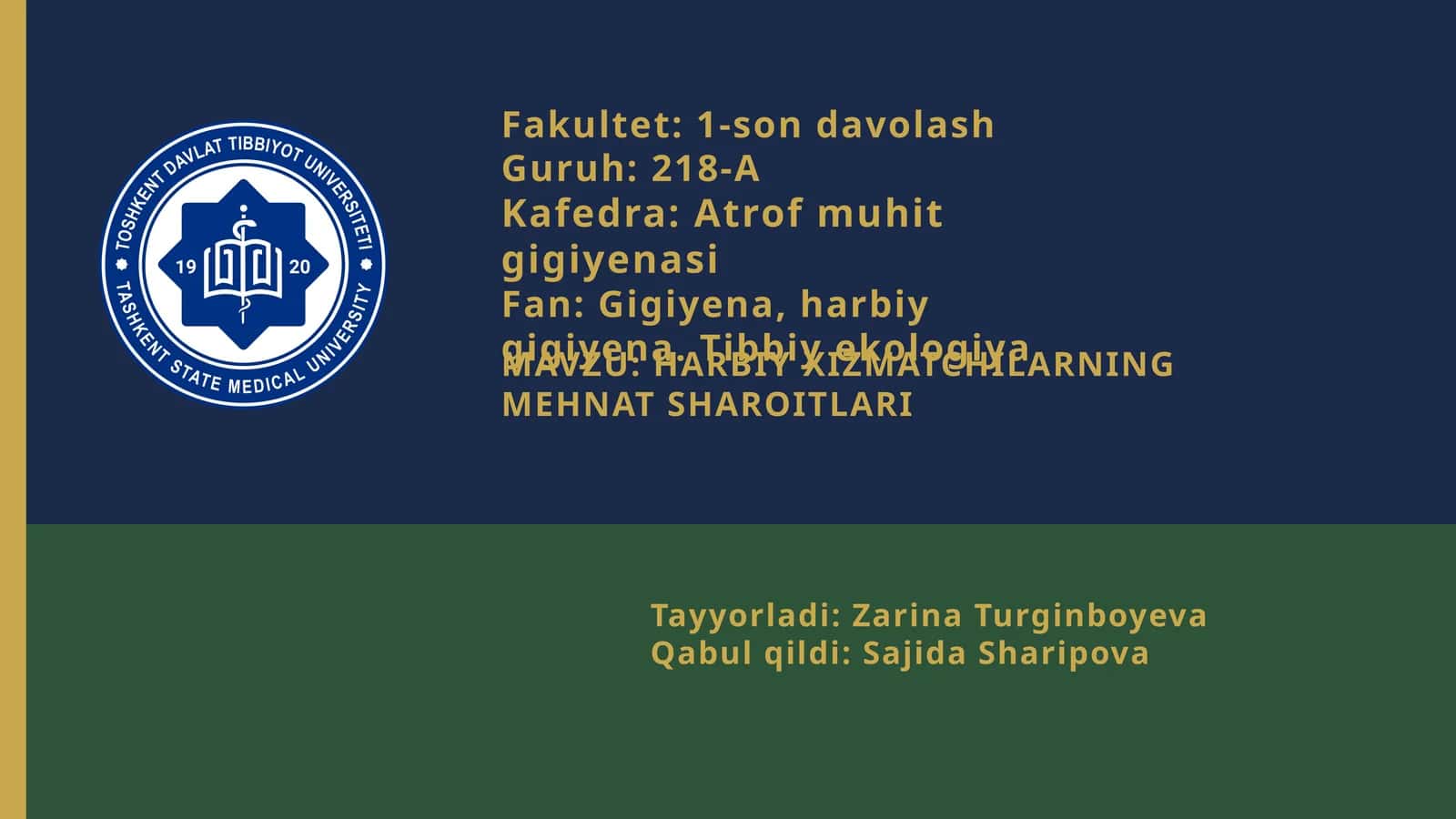 HARBIY XIZMATCHILARNING MEHNAT SHAROITLARI 1