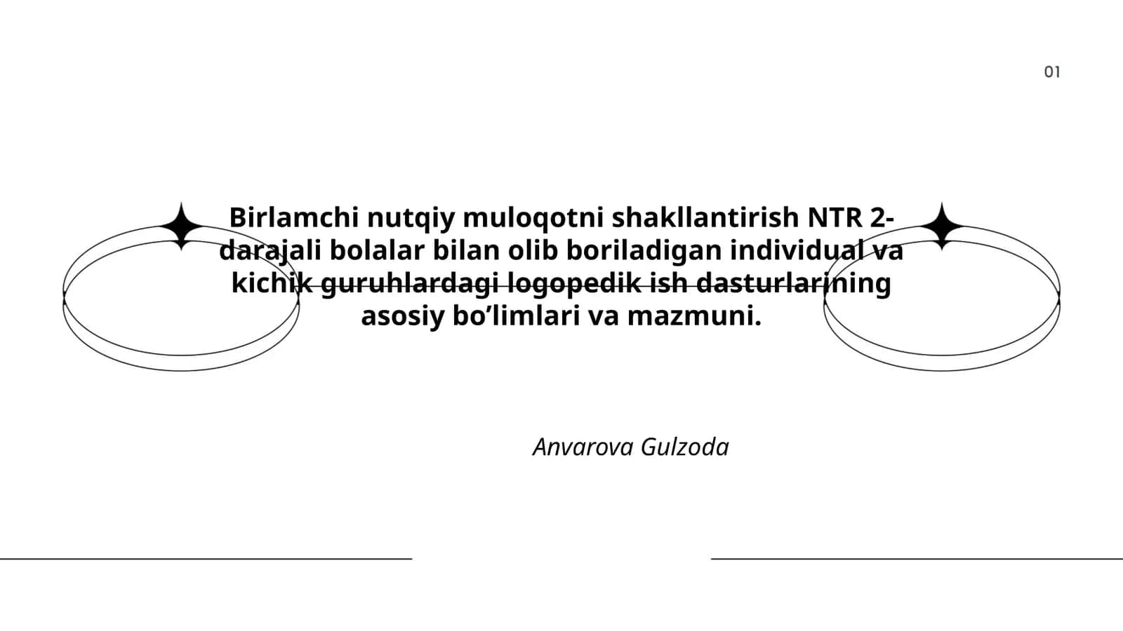 Birlamchi nutqiy muloqotni shakllantirish NTR 2-darajali bolalar bilan olib boriladigan individual va kichik guruhlardagi logopedik ish dasturlari 1