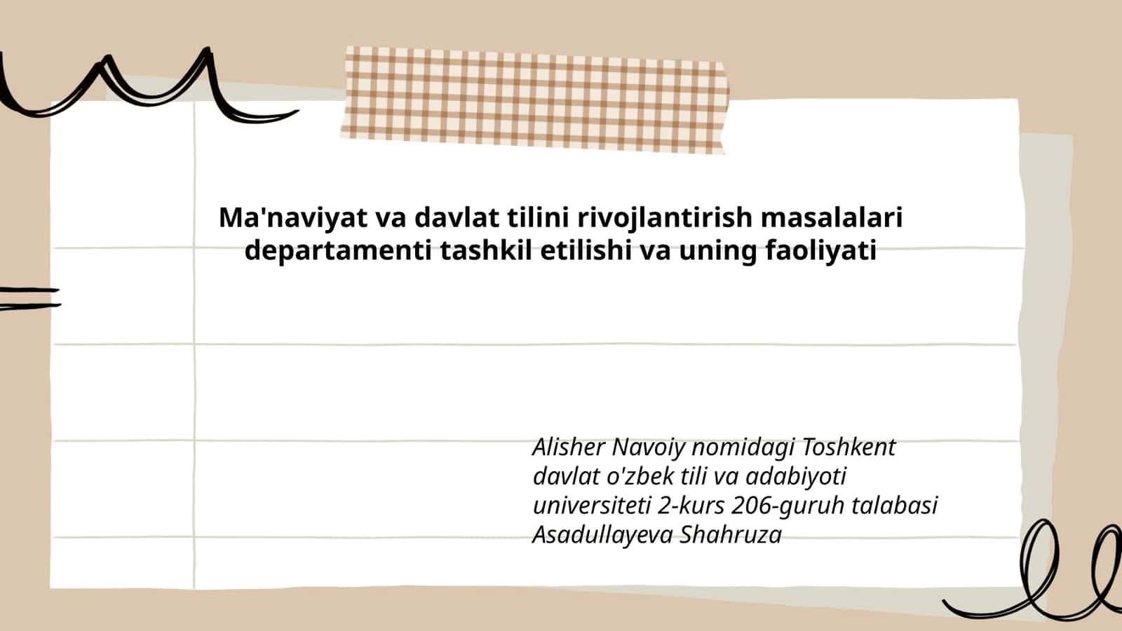 Ma'naviyat va davlat tilini rivojlantirish masalalari departamenti tashkil etilishi va uning faoliyati 1