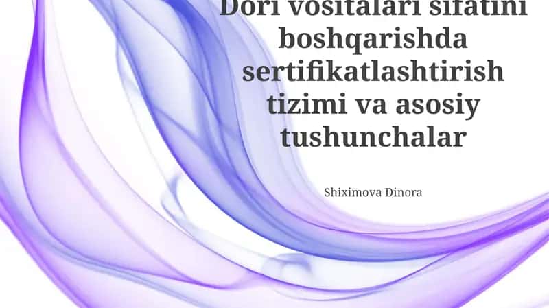 Farmatsevtika sifat tizimi (FST) 1
