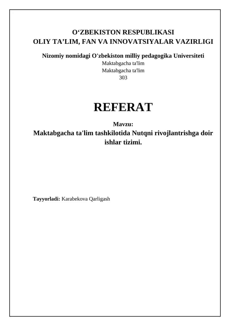 Nutqni rivojlantirish tizimi 1