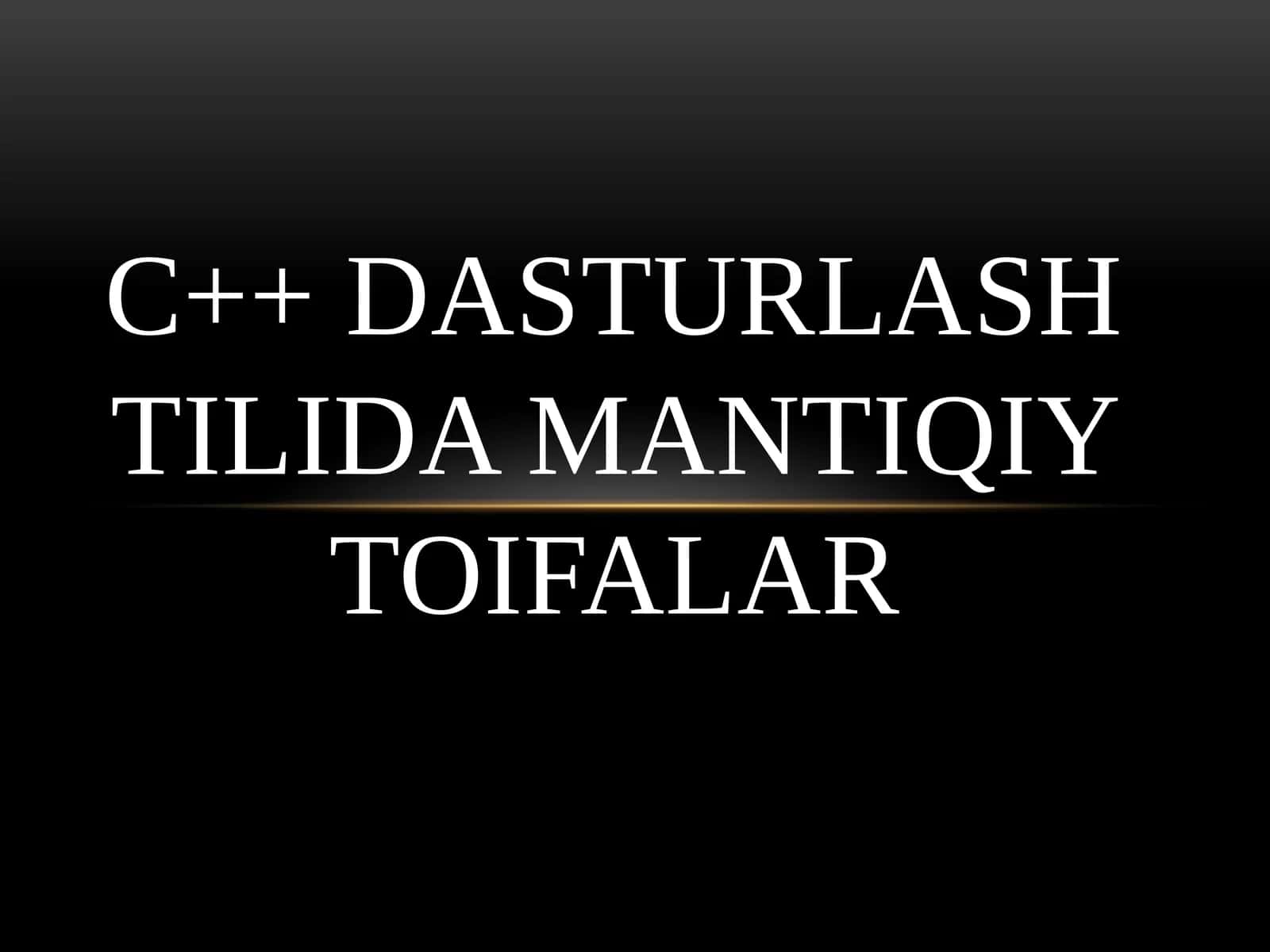 Mantiqiy toifalar 1