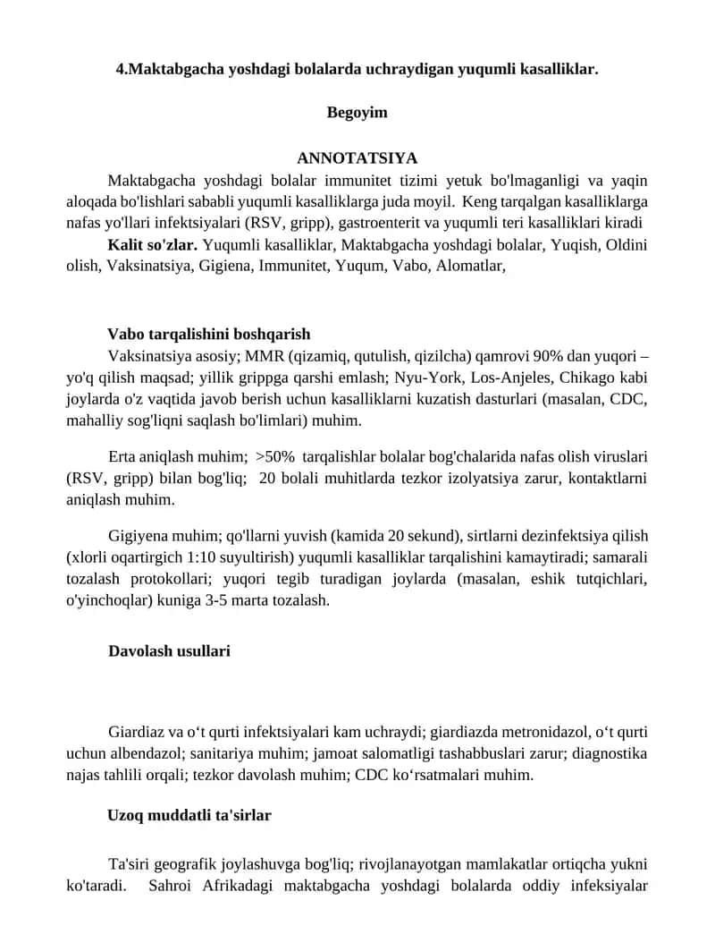 Maktabgacha yoshdagi bolalarda uchraydigan yuqumli kasalliklar 1
