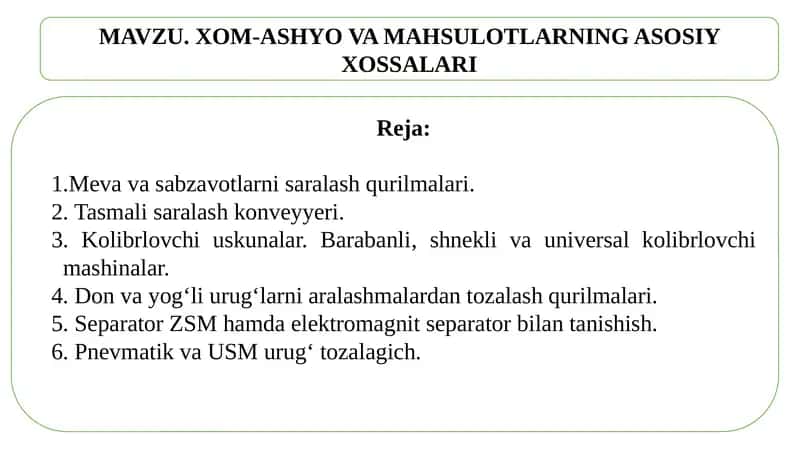 Meva va sabzavotlarni saralash qurilmalari 1