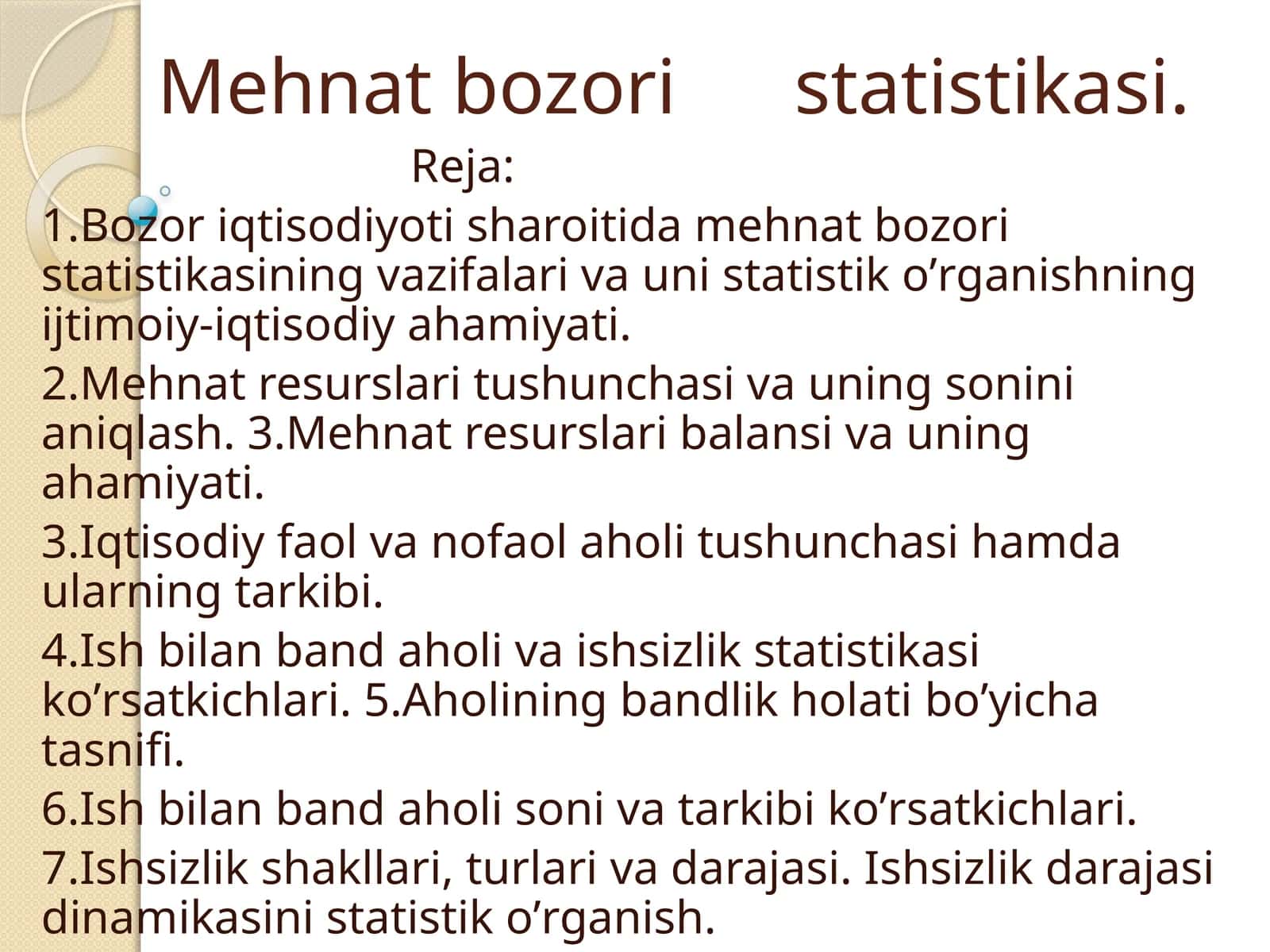 Mehnat bozori statistikasi 1