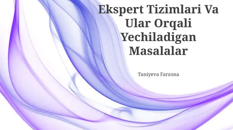 Ekspert Tizimlari Va Ular Orqali Yechiladigan Masalalar 1