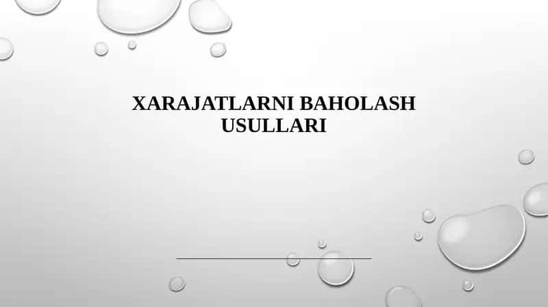 Xarajatlarni tahlil qilish va tasniflash usullari 1