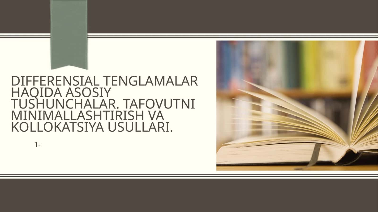Oddiy differentsial tenglamalar 1