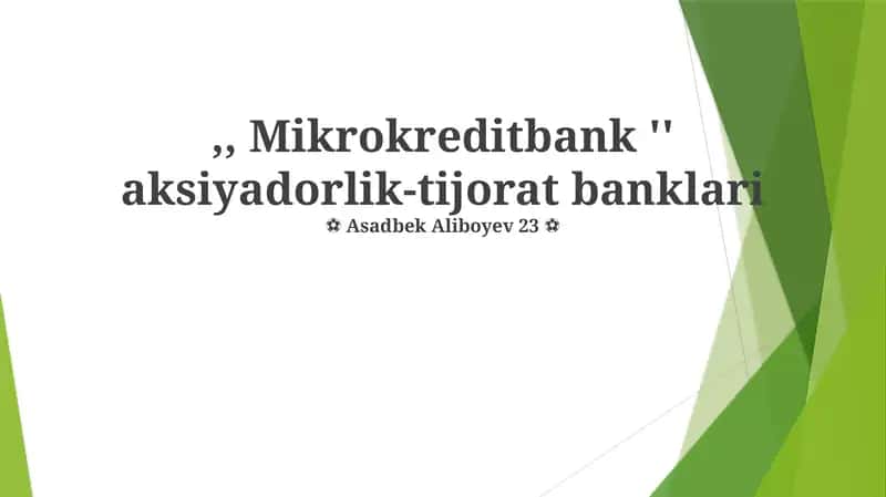 Mikrokredit Bank Model: Tuzilishi va Faoliyati 1
