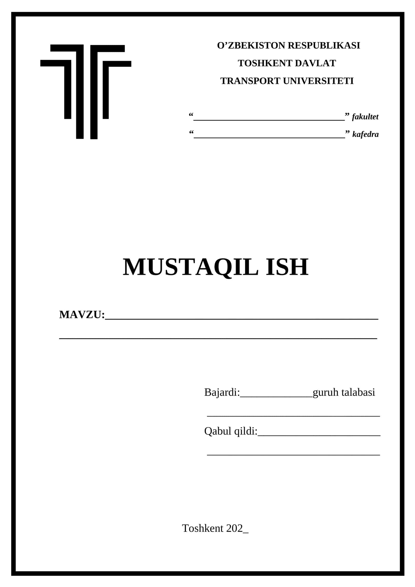 Mustaqil ish titul varoq 1