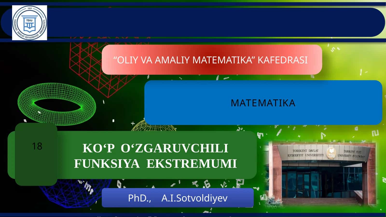 OLIY VA AMALIY MATEMATIKA 1