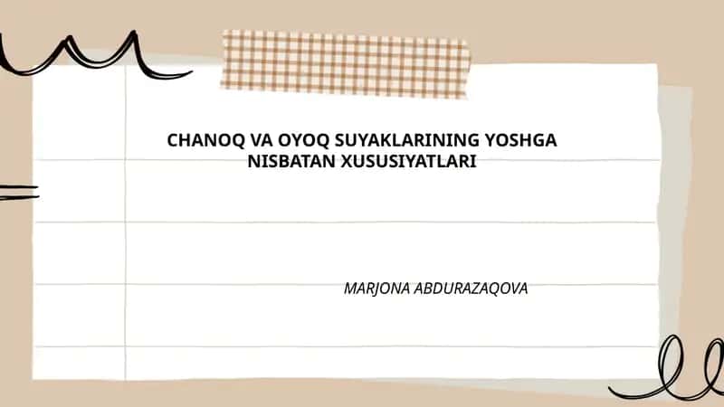 Chanoq va Oyoq Suyaklarining Yoshga Nisbatan Xususiyatlari 1