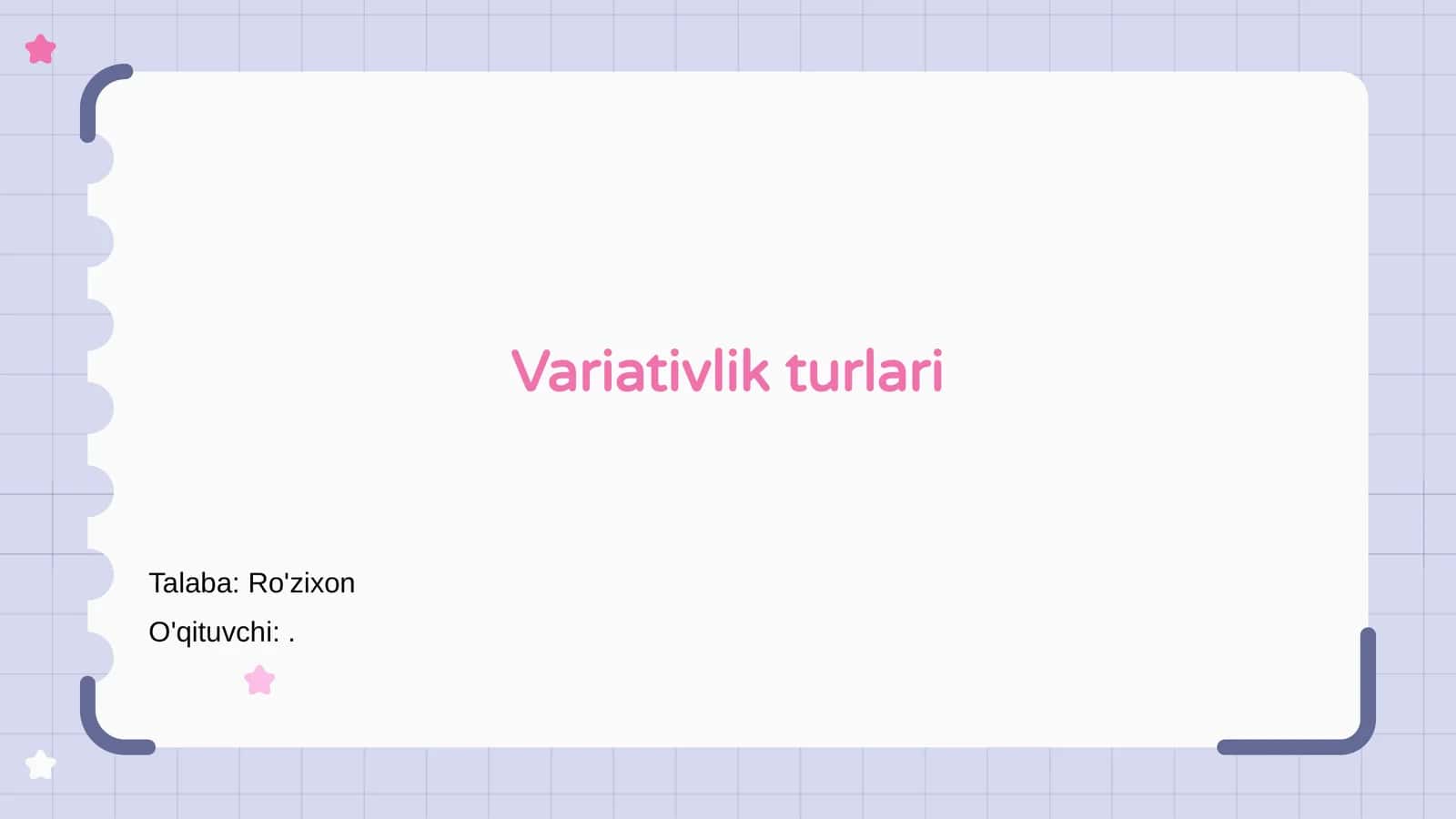 Variativlik turlari 1