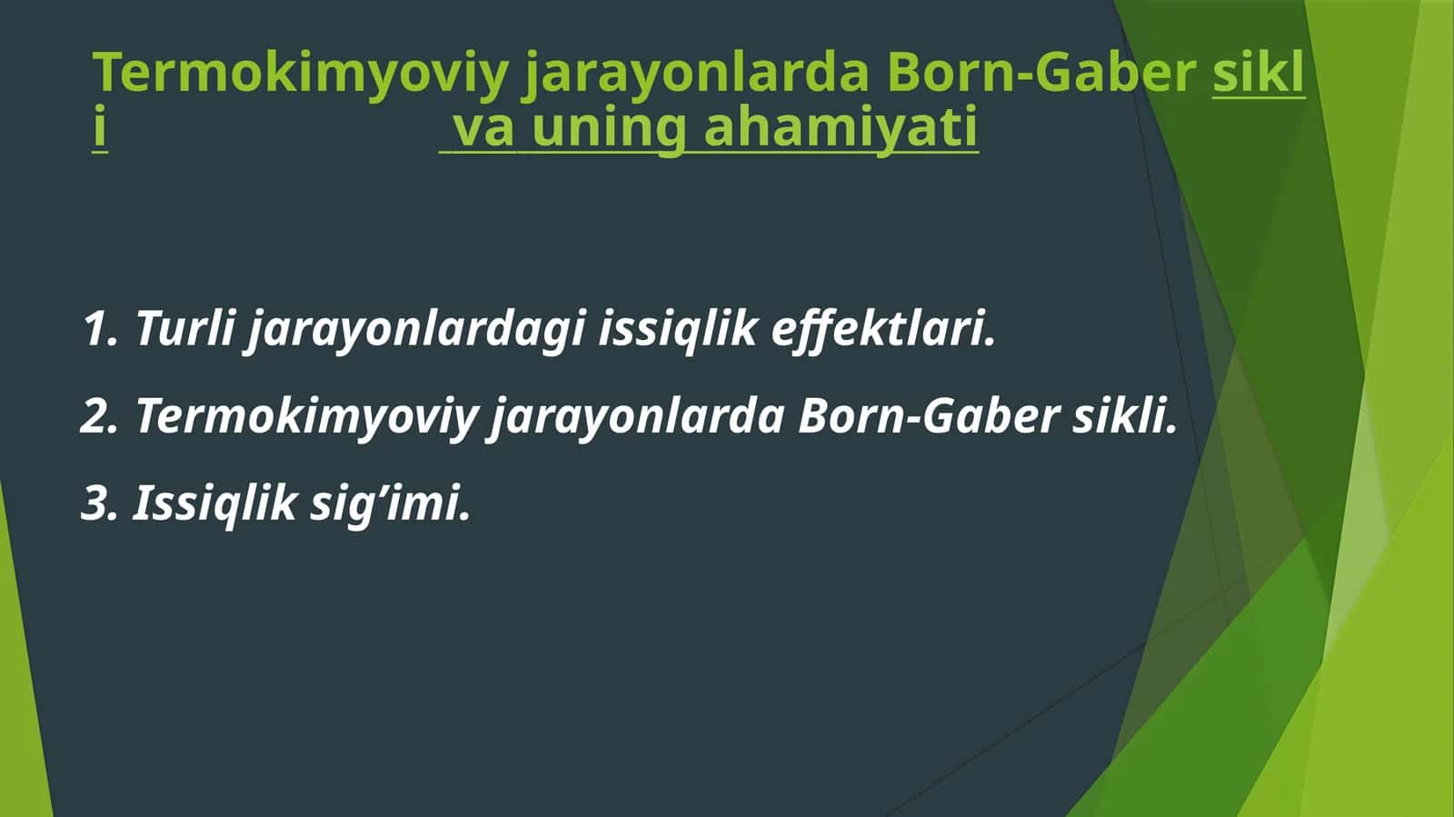 Termokimyoviy jarayonlarda Bor-Gabersikli va uning ahamiyati 1
