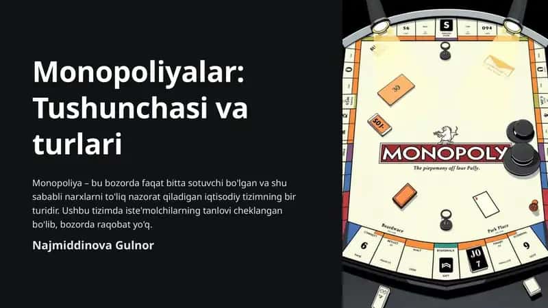 Monopoliyalarning iqtisodiy xususiyatlari 1