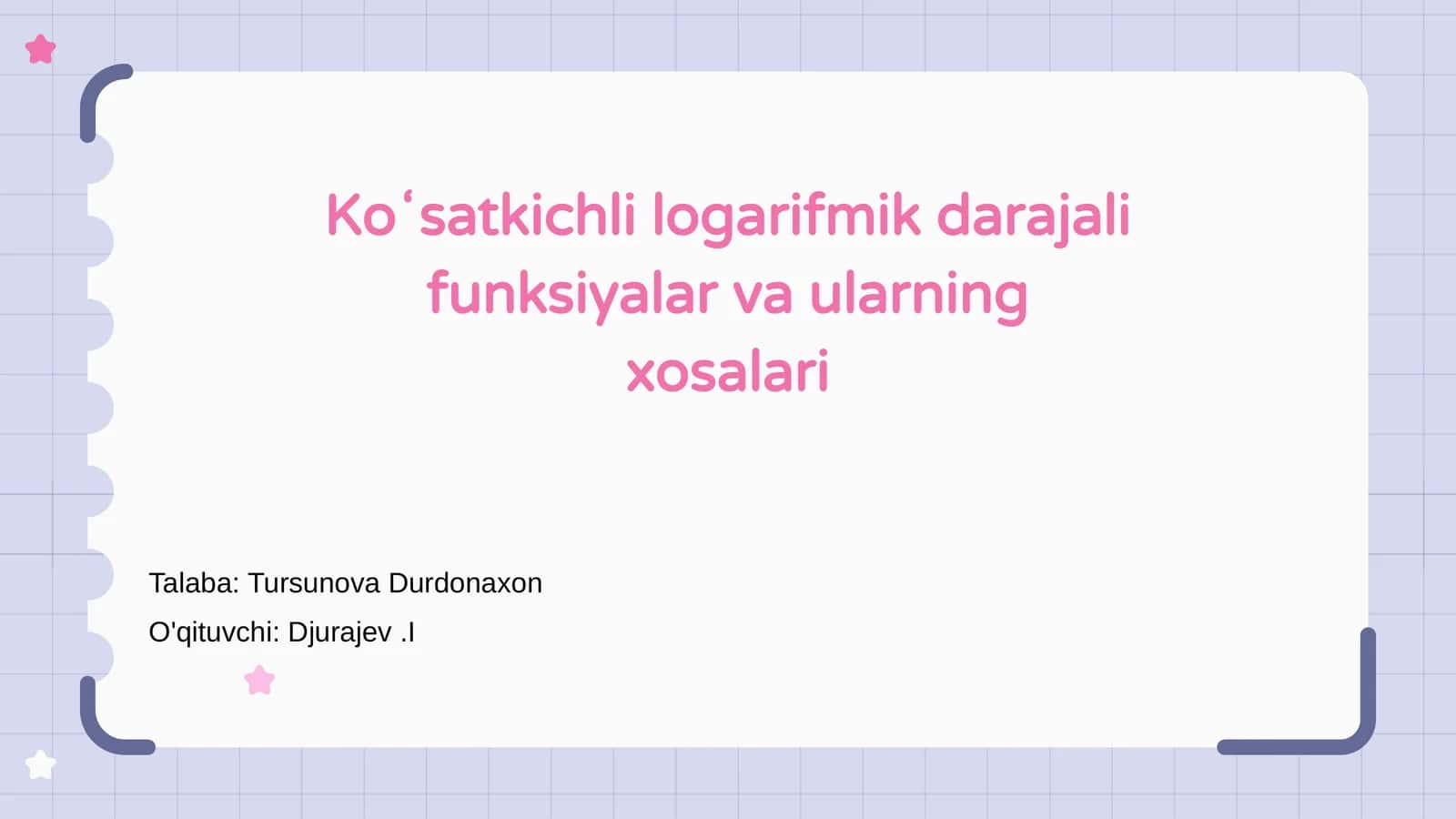 Koʻsatkichli logarifmik darajali funksiyalar va ularning xosalari 1