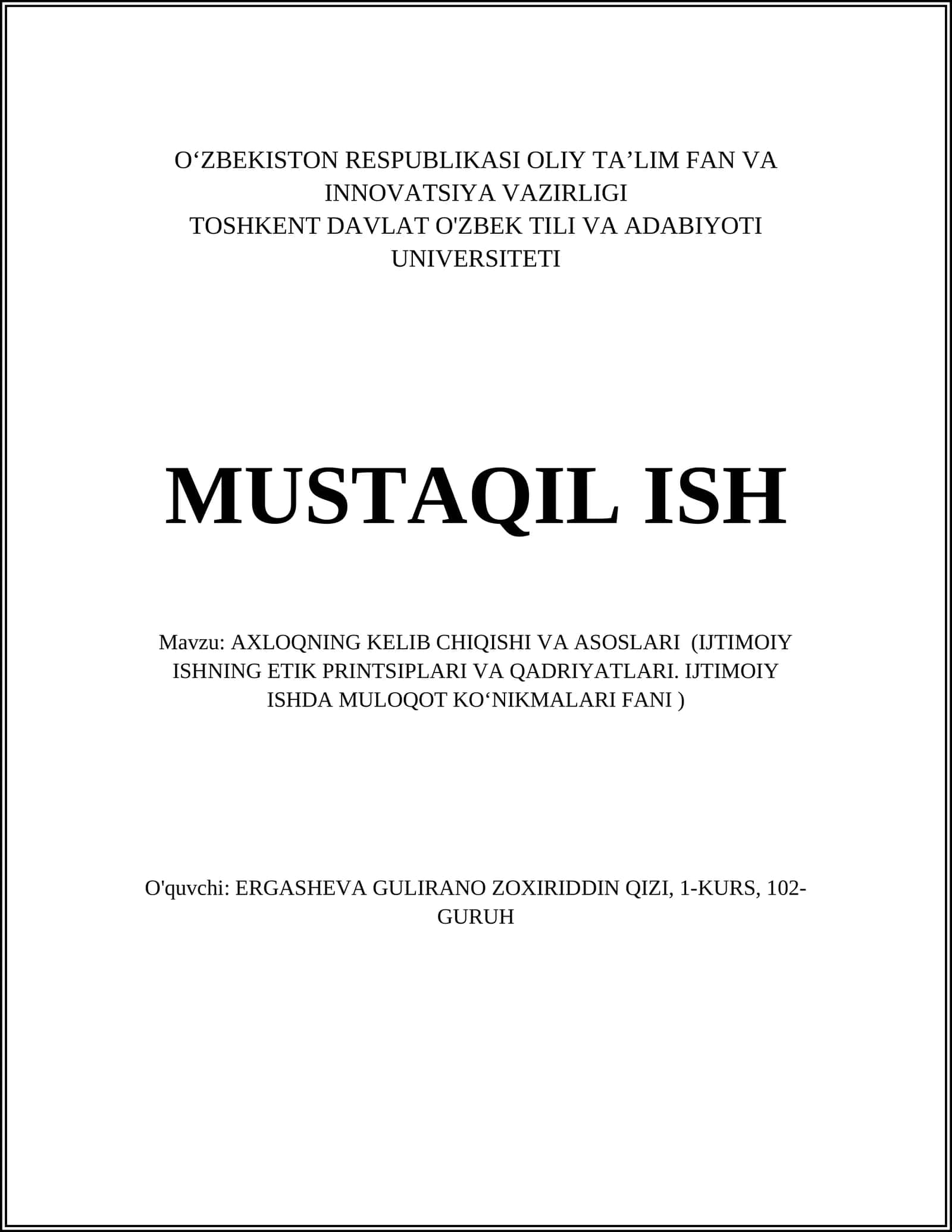 AXLOQNING KELIB CHIQISHI VA ASOSLARI 1