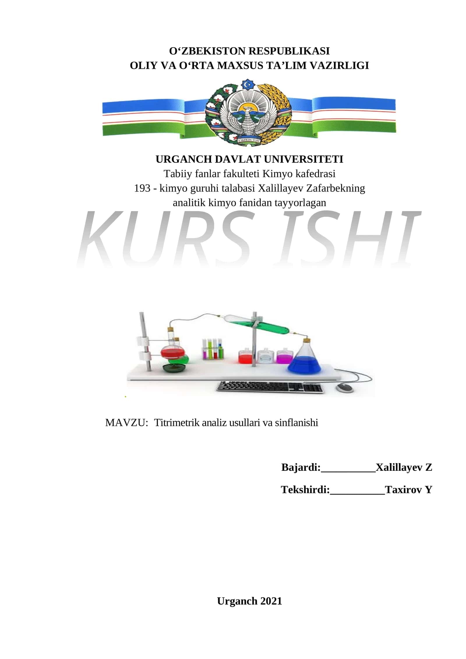 Titrimetrik analiz usullari va sinflanishi 1