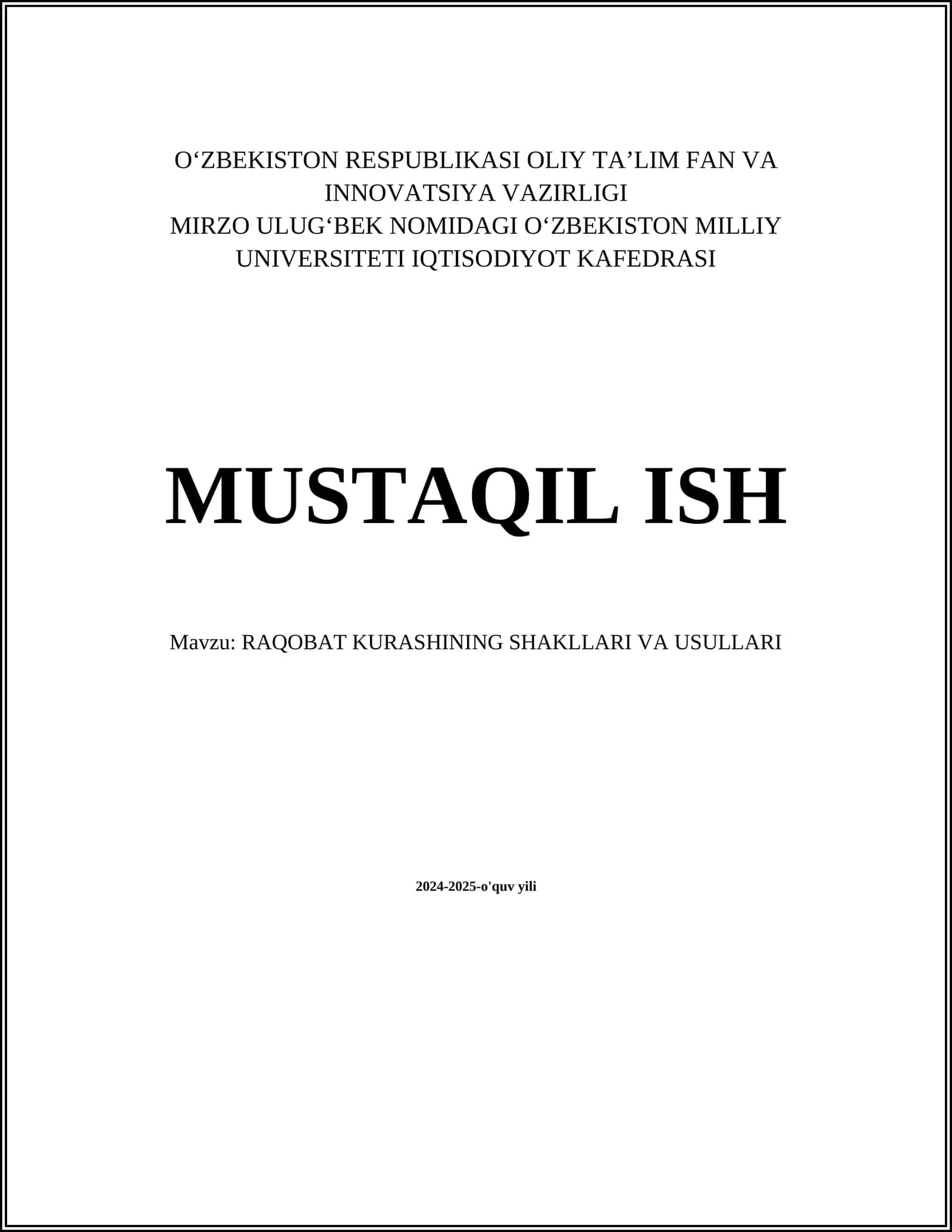 RAQOBAT KURASHINING SHAKLLARI VA USULLARI 1