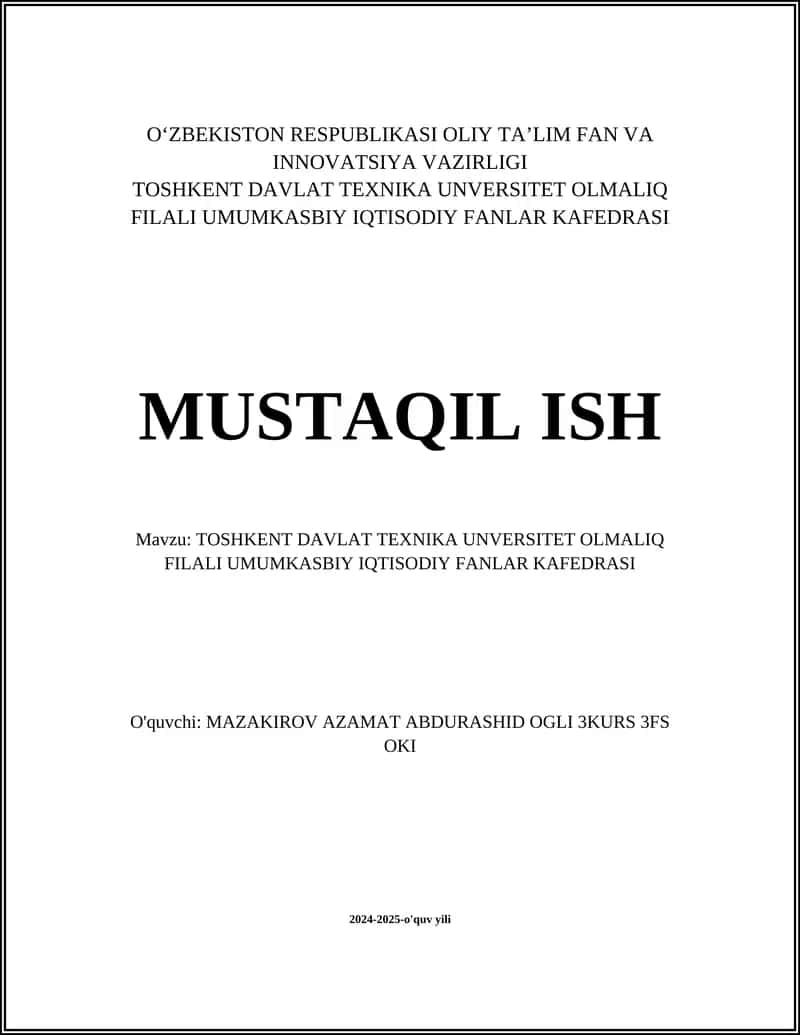 Umumiy iqtisodiyot nazariyalari 1