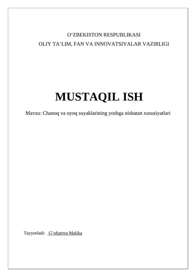 Chanoq va oyoq suyaklarining yoshga nisbatan xususiyatlari 1