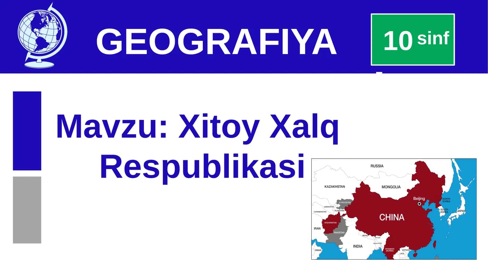 Xitoy Xalq Respublikasi 10-sinf GEOGRAFIYA 1