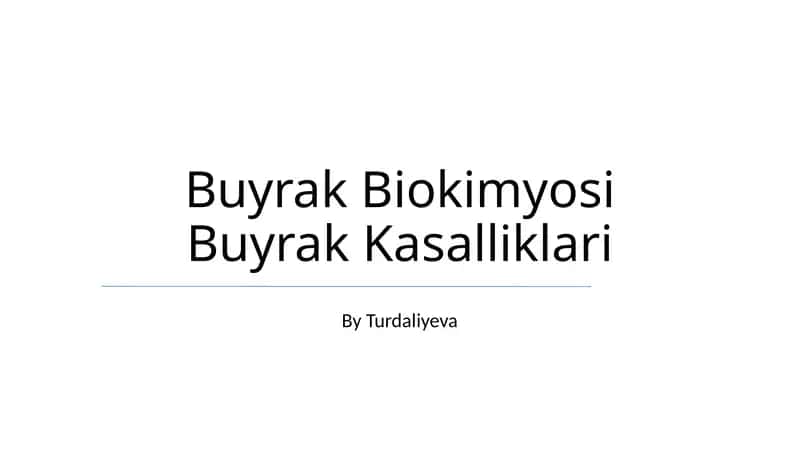 Buyrak Biokimyosi Buyrak Kasalliklari 1