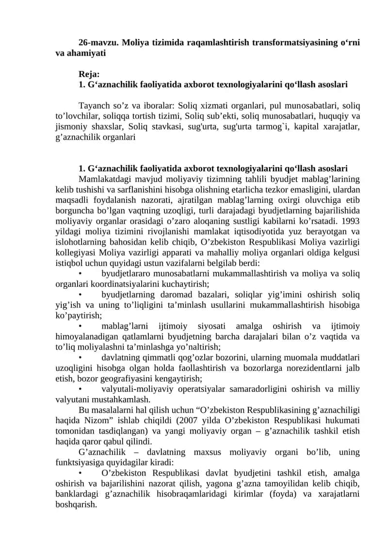 Moliya tizimida raqamlashtirish transformatsiyasi 1