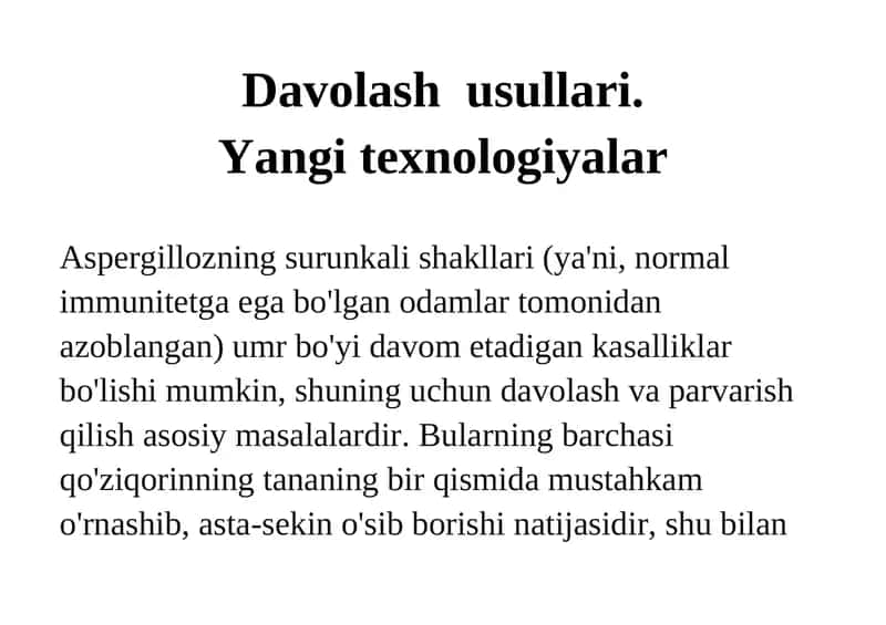 Aspergillozning Davolash Usullari 1