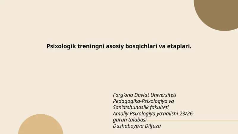 Psixologik treningni asosiy bosqichlari va etaplari 1