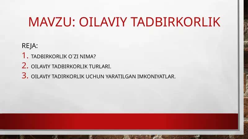 OILAVIY TADBIRKORLIK 1