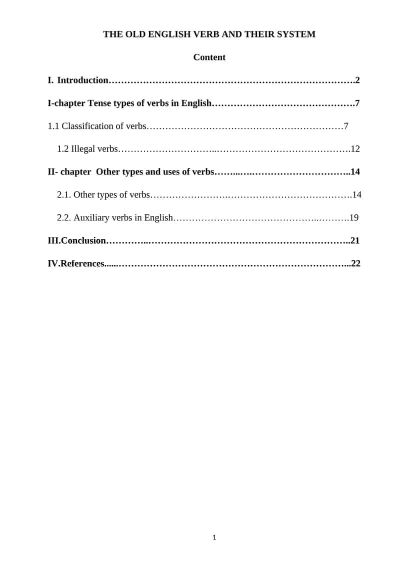 THE OLD ENGLISH VERB AND THEIR SYSTEM 1