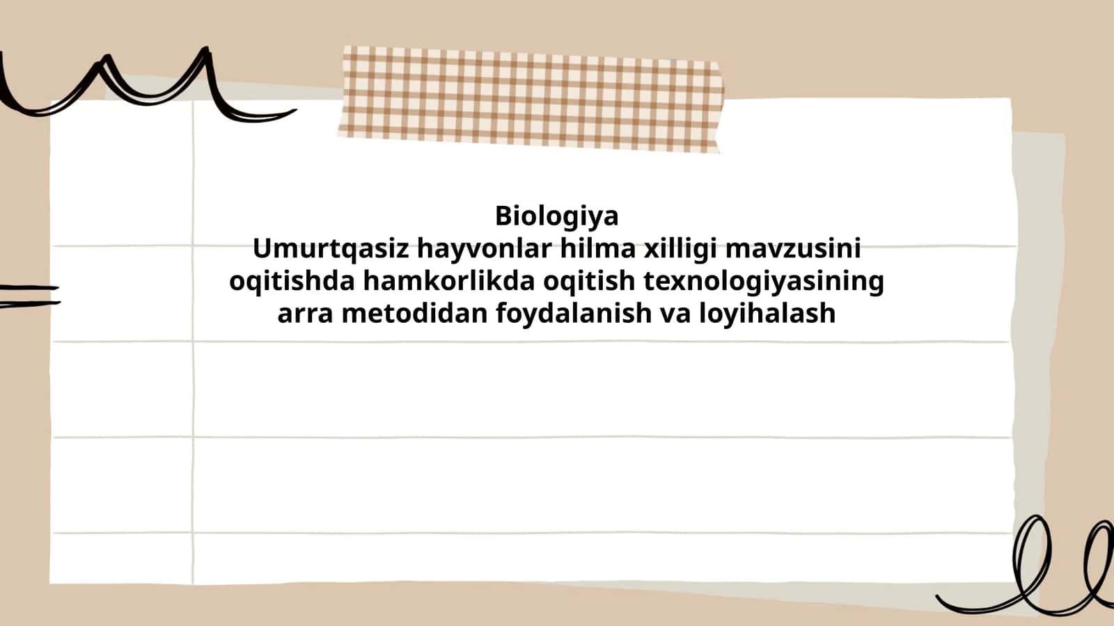 Umurtqasiz hayvonlar hilma xilligi o'qitish texnologiyasi 1