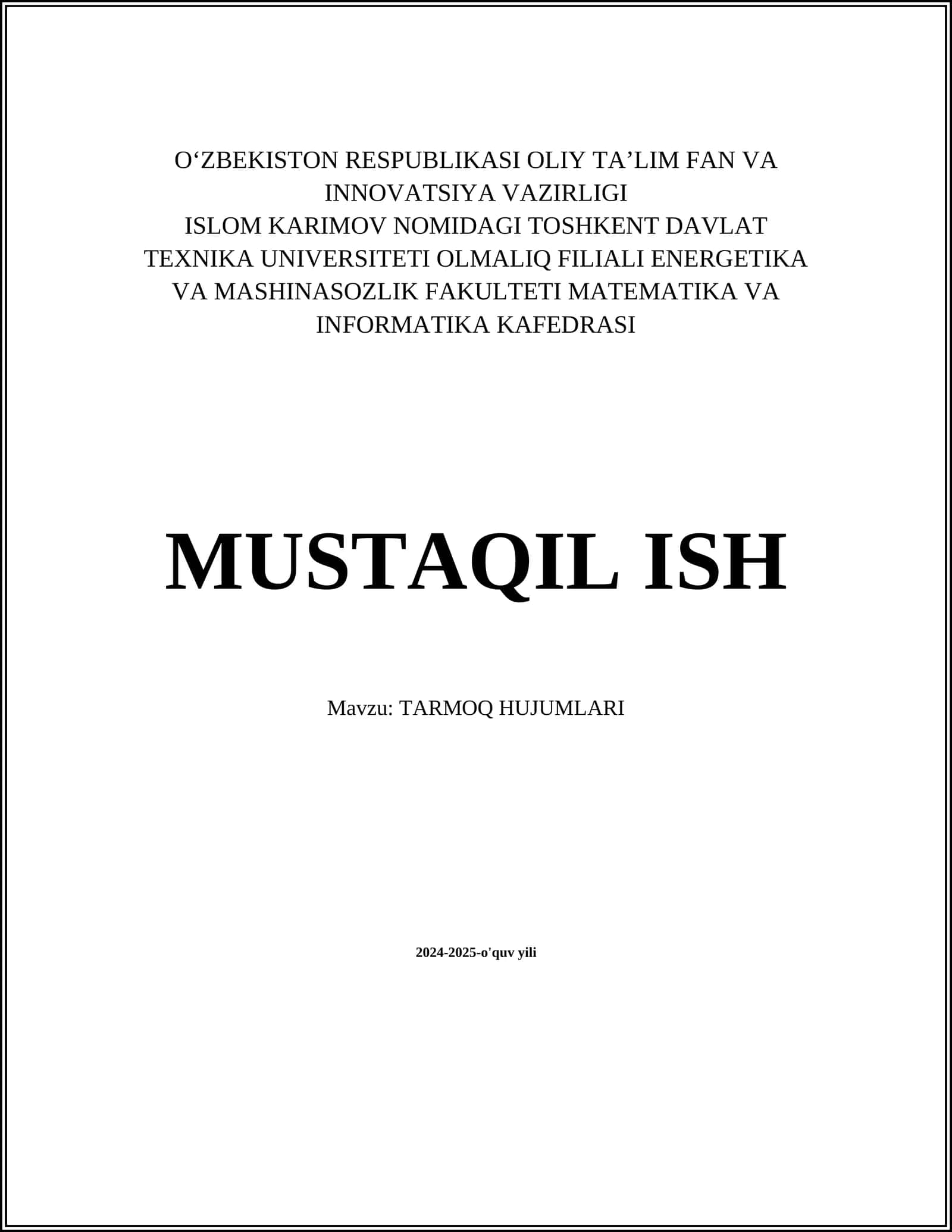 TARMOQ HUJUMLARI 1
