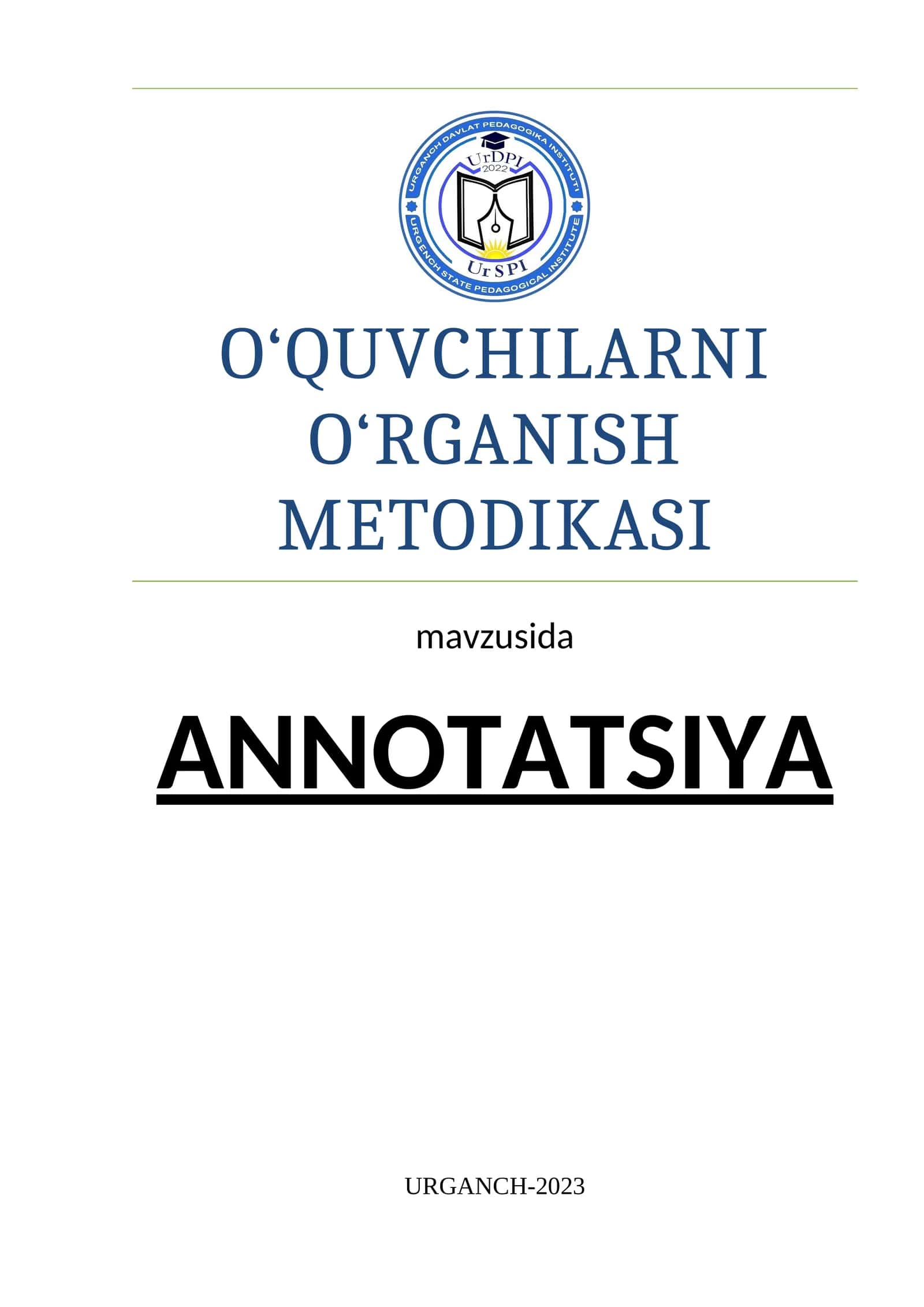 O‘quvchilarni o‘rganish metodikasi 1